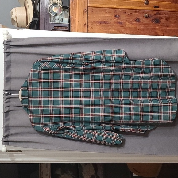 Style Dome Womens Green Plaid Tunic/Shirt Dress Buttons Size L EUC - Picture 4 of 7